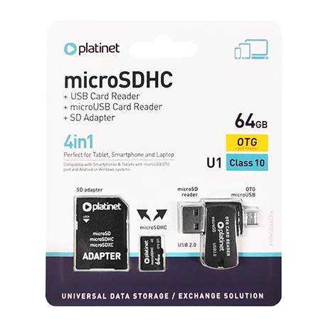 CARD MICRO SD 64GB + OTG CARD READER/ADAPTOR CLASA 10